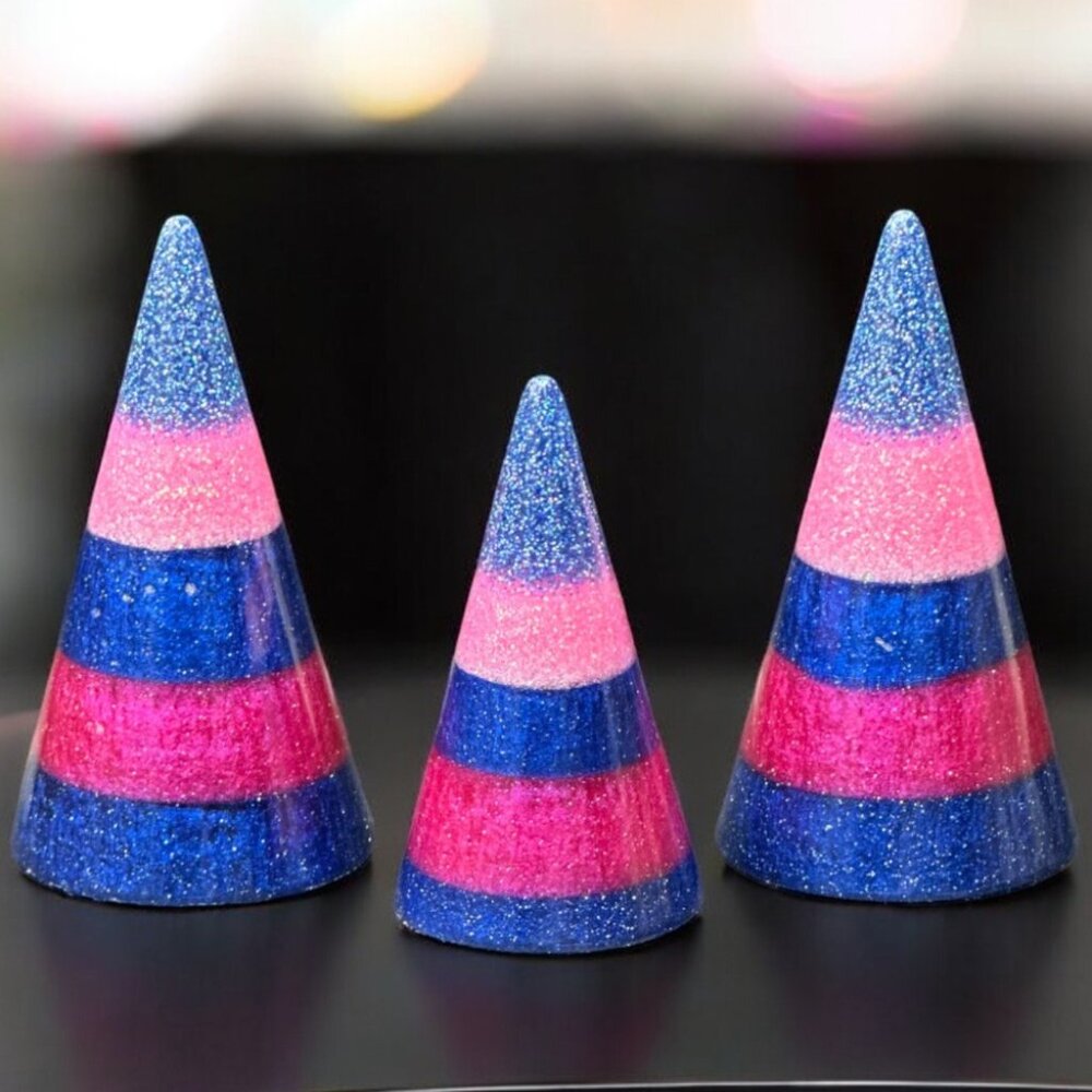 Pink and Blue Sparkle Ring Cones | Ring Holder | Ring Stand
